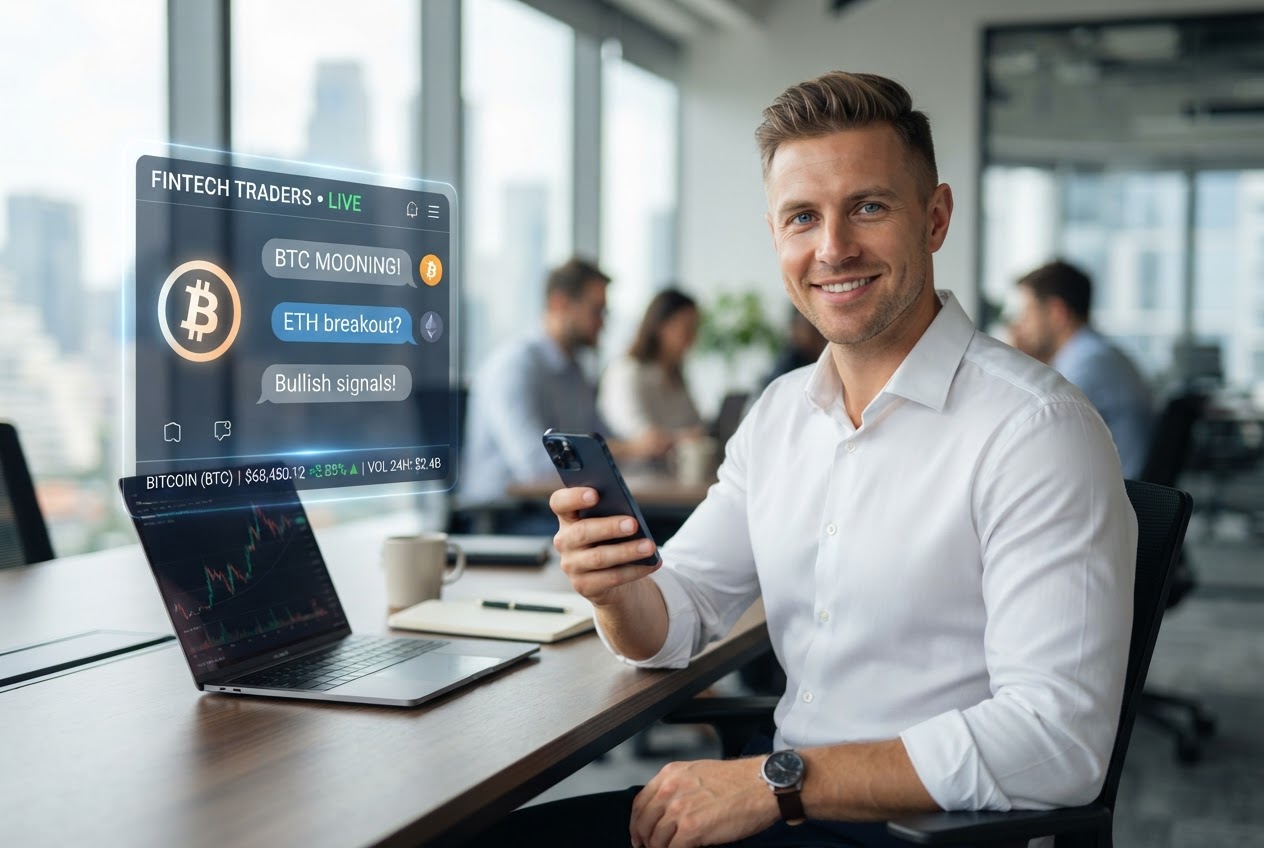 Professional using a live crypto chat